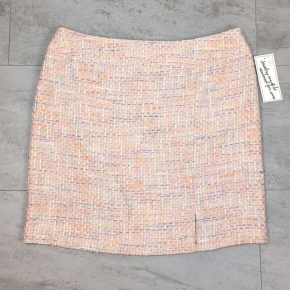 Vintage Bianca Nygard Tweed Skirt Above Knee Side Slit Spring Easter Pastel - Picture 8 of 10